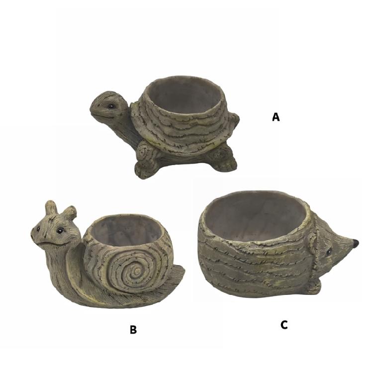 Animal Succulent Pots Cartoon Turtles/Snail/Hedgehog Plant Container Resin Planter for Indoor Cactus and Bonsais