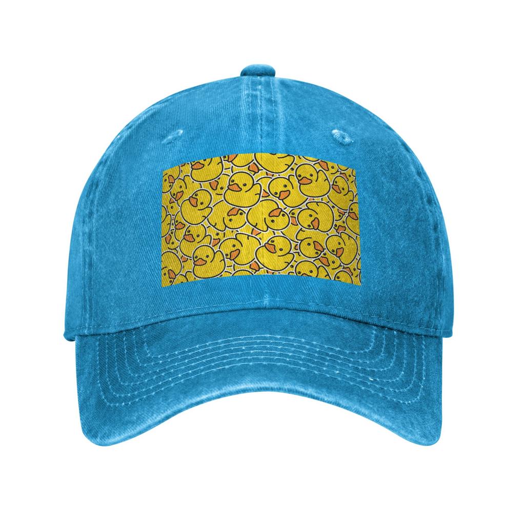 Yellow Bathtime Rubber Ducks Pattern Denim Fabric Cap Casual Baseball Caps Adjustable Hat Summer Unisex Baseball Hats