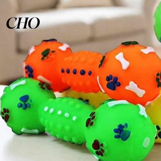 Dog Bite Toy Dumbbell Squeaky Chew Raised Texture Teeth Cleaning for Puppy Teething Dogs Interactive Play
