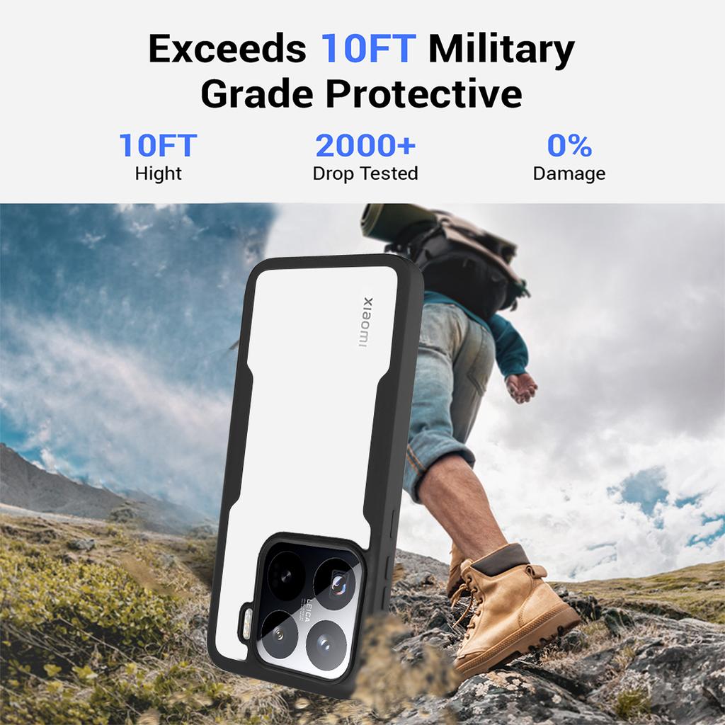 For Xiaomi 15 Pro Case Acrylic+TPU Clear Phone Cover with PET Screen Film