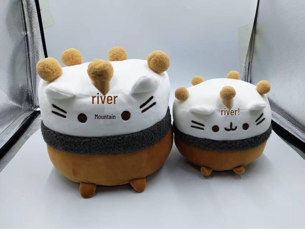 Cross-Border Gray Cat Plush Toy - Donut, Pizza, Hamburger, Sandwich, Cookie Claw Machine Doll