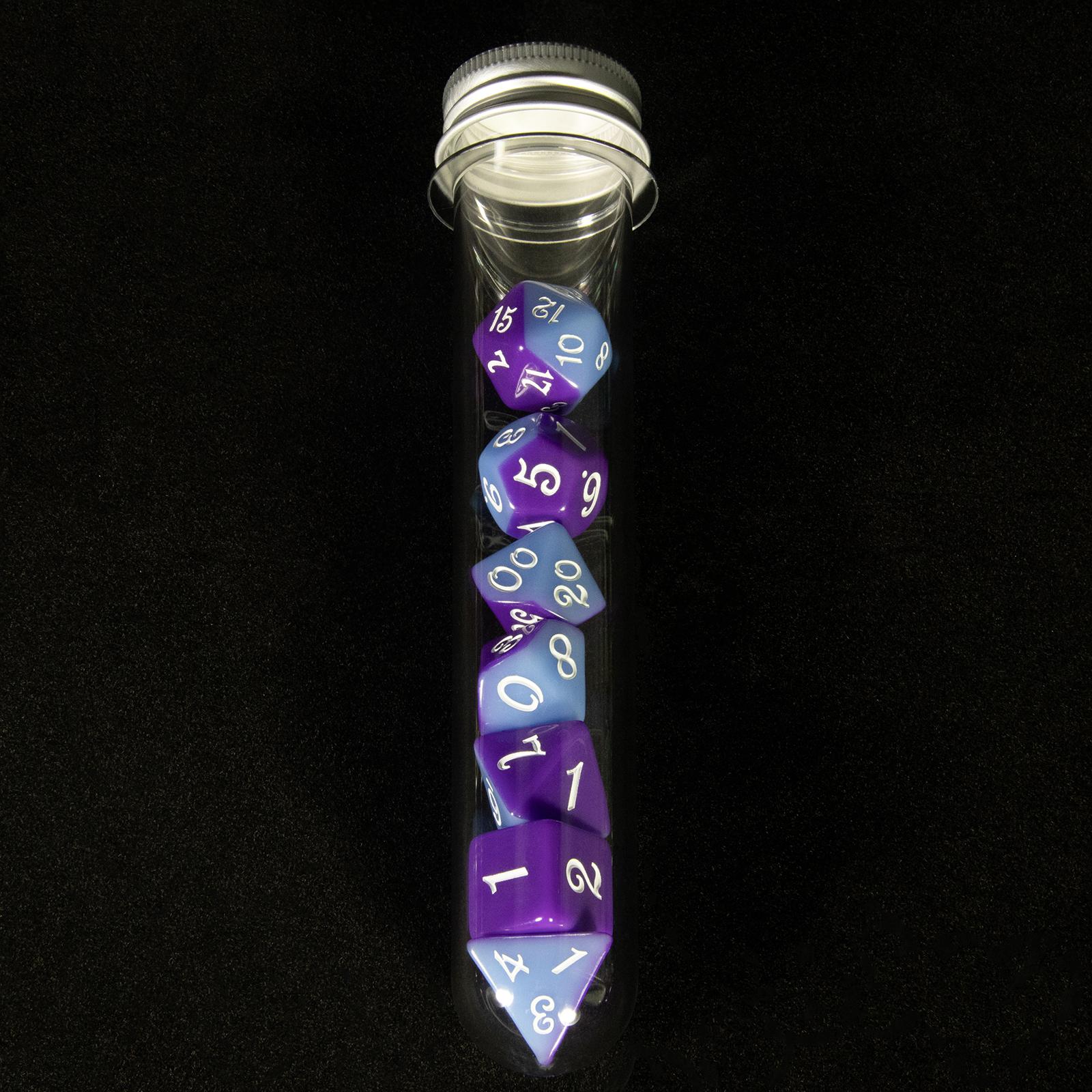 

Игральные кости Splic Colors DND, 7 шт., многогранные игральные кости с трубкой для настольной игры DND RPG purple blue