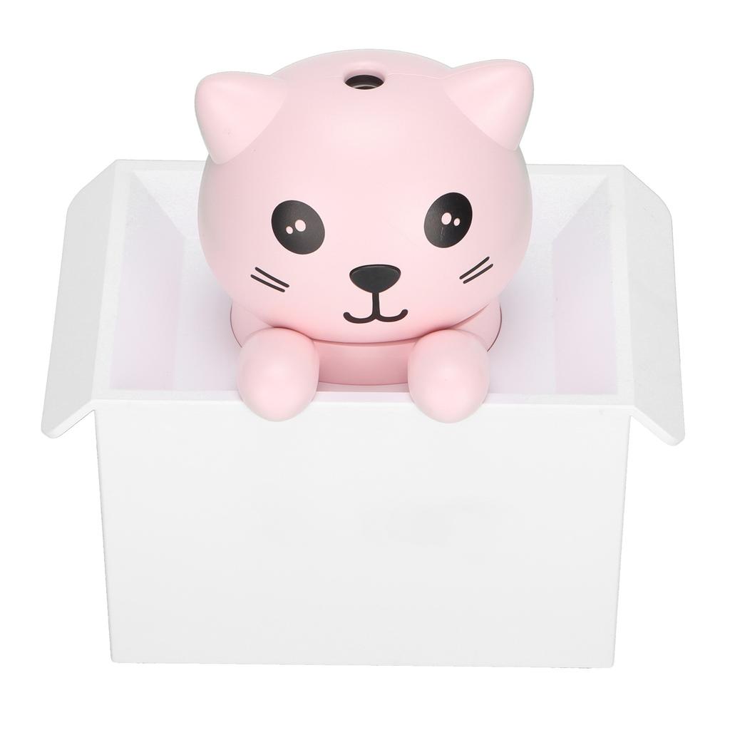 Air Humidifier 330ml Mute Adjustable Fog Mode Cat Shape Portable Humidifier with Color LED Light for Office Bedroom Car