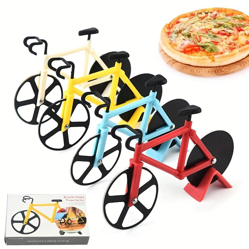 Bicycle Pizza Cutter with Dual Wheels - Stainless Steel Pizza Knife, Yellow/Blue/Red/, for Home & Professional Kitchen