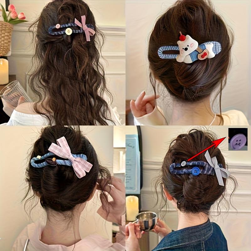 

4pcs Women s Plaid Duckbill Hair Clips, Cute Puppy & Butterfly Decor, Ideal Daily Hair Accessories 4pcs