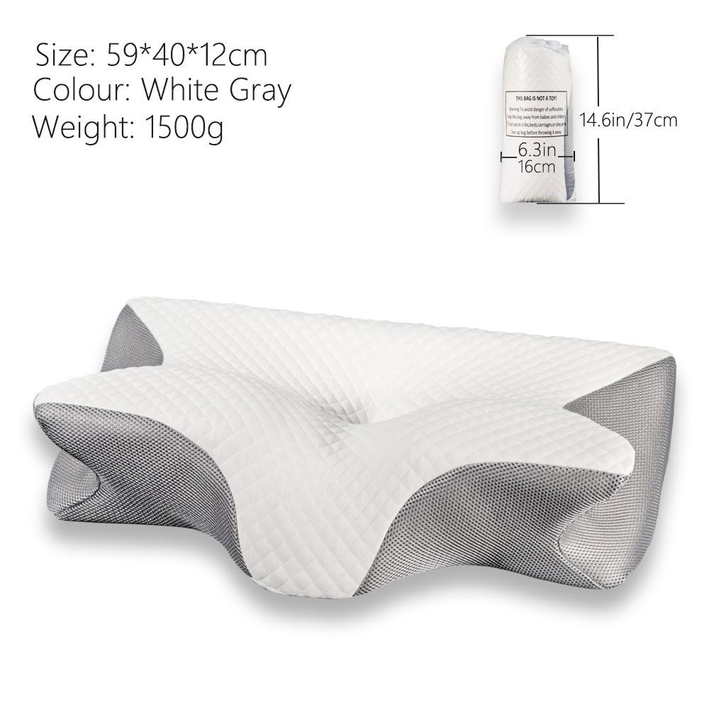 1 Piece Cotton Memory Pillow Slow Rebound Memory Cotton Shaped Pillow Core Cervical Protection Support Type Cow Horn Pillow 9769₽