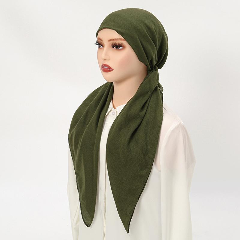 1 szt. Hidżab Szalik na głowę Damski Wrap Muzułmański Jednolity kolor Zakrycie Wypadanie włosów Rak Chemioterapia Czapka Turban