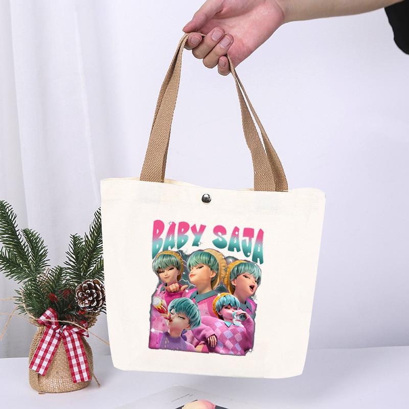 K-Pop Animation Cartoon Printing High Value Fashion Simple Canvas Bag Going Out Portable Shopping Bag Handbag