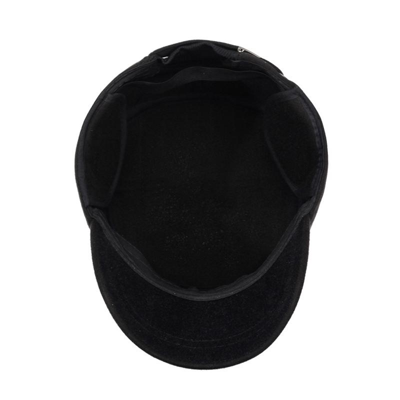 Winter Thick Cold-Proof Middle-Aged and Elderly Outdoor Flat Top Cotton Cap Men's Letter Label Ear Protection Warm Wool Duck Cap