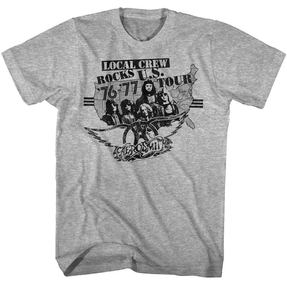 Aerosmith Local Crew Rocks U.S. Tour 76-77 Men s T Shirt 4XL