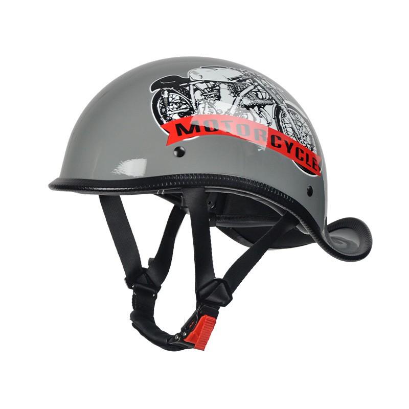 3C Certified Motorcycle Helmet Vintage Half Face Scooter Men Women Cruiser Jet With Spoiler