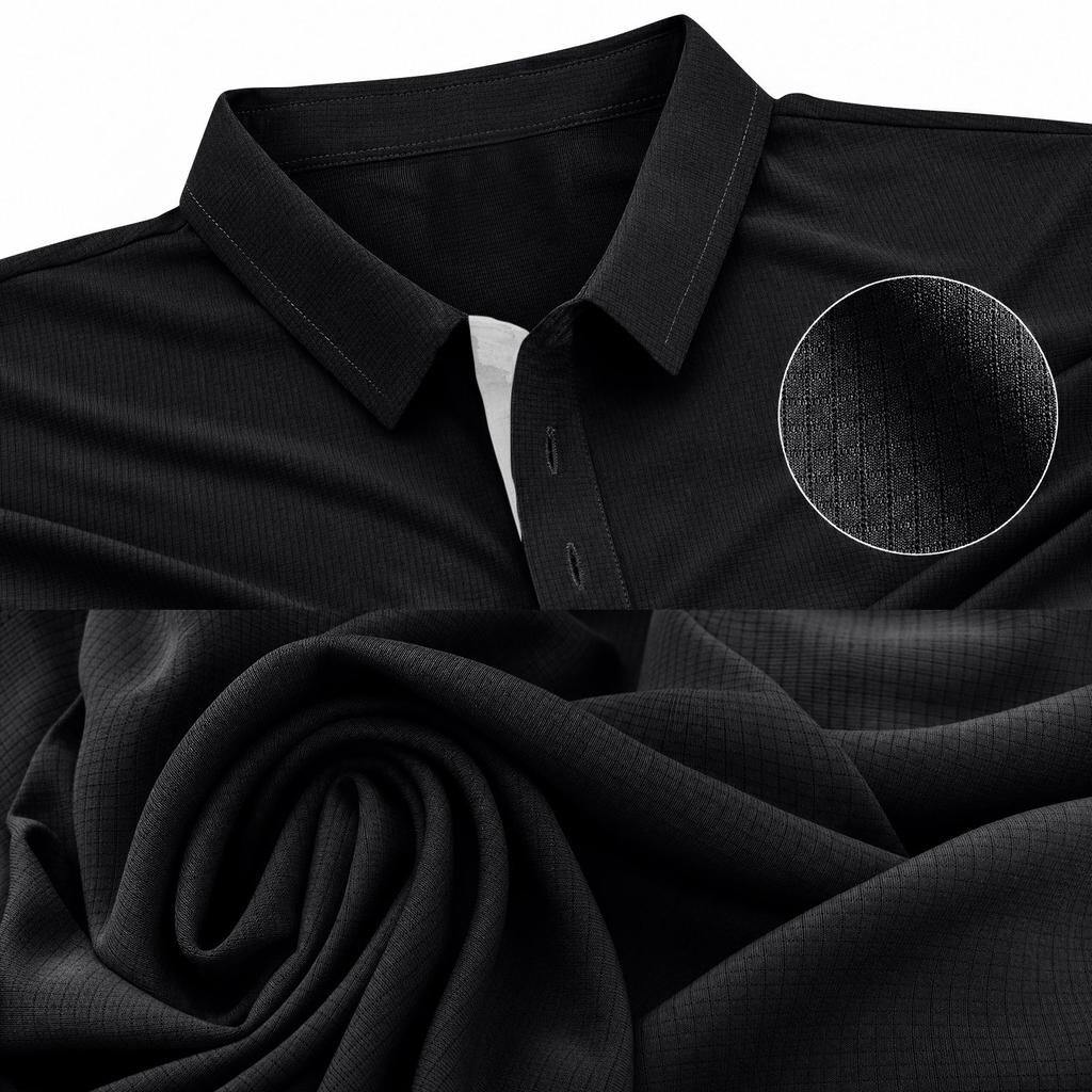 Men's Short Sleeve Polo Shirt Breathable Ice Silk Material Classic Collar Front Pocket Casual Fit Top