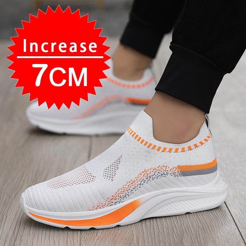 Outdoor Herren Sneaker Mesh Atmungsaktive Schuhe mit Absatz 7CM Erhöhungsschuhe Herren Versteckte Absätze Lässige Sportschuhe Tenis Masculino