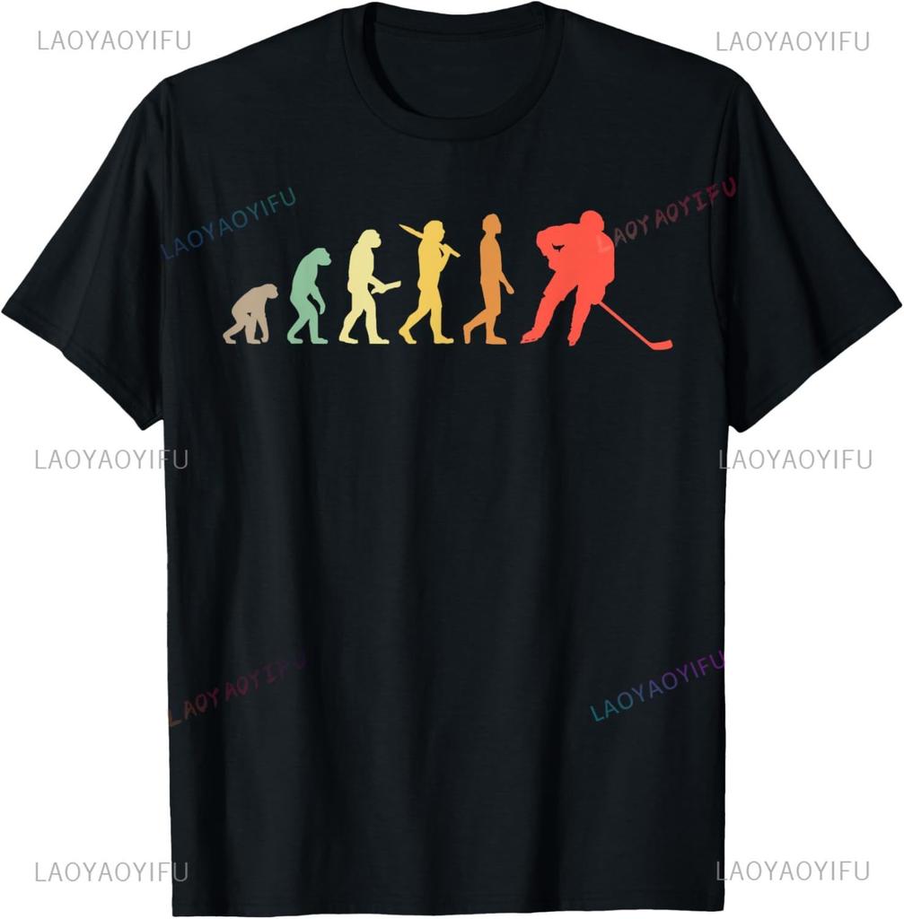 Retro Ice Hockey Evolution Gift for Ice Hockey Players T-Shirt Unisex Summer Streetwear Tops Mens T Shirt Camisas Streetwear