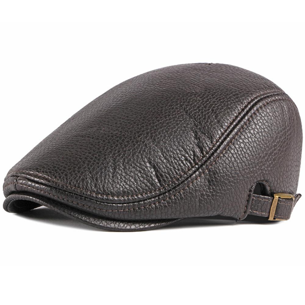 HT4864 Berets Autumn Winter Hat Men Women PU Leather Cap Artist Painter Beret Hat Male Female Ivy Flat Cap Adjsutable Beret Caps