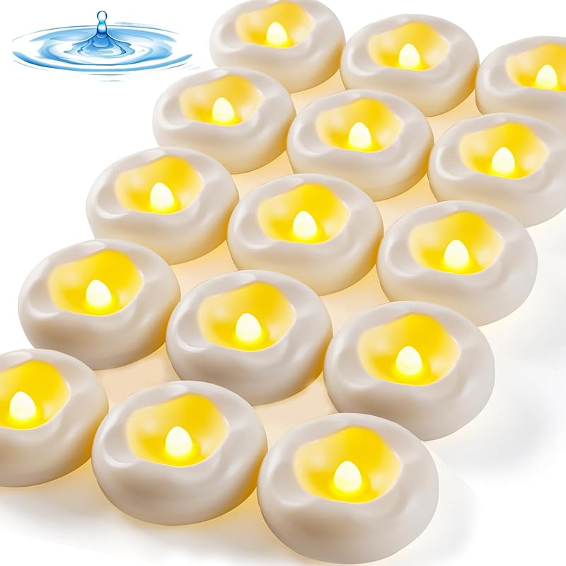 24 x 2”Floating Candle, 200 Hour Water Activated Warm White Battery Powered Flameless LED Floating Candle Floating for