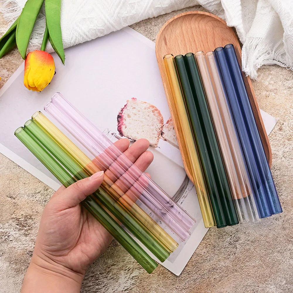200*12mm Reusable Glass Straws Eco-friendly Drinking Straws for Smoothie Milkshakes Tea Juice Cocktail Straw with Brush