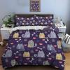 Cute Cats And Elements Background Print Bedding Set 1 Duvet Cover 2 Pillowcases For Adult And Children Luxury Gift Full Size