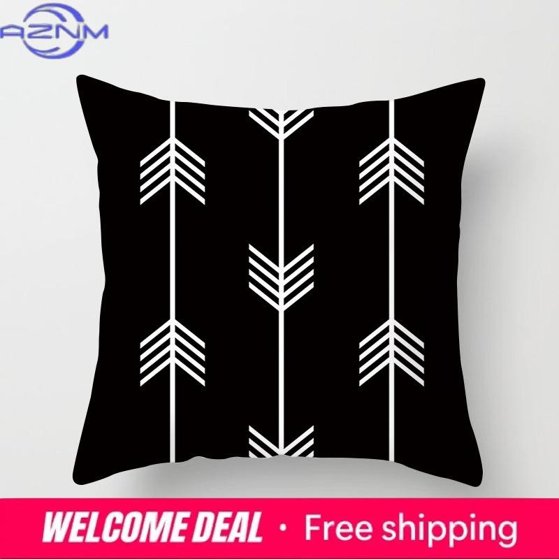 Nordic Black And White Geometric Polyester Cushion Cover Home Living Room Sofa Decoration Square Pillow 45X45Cm