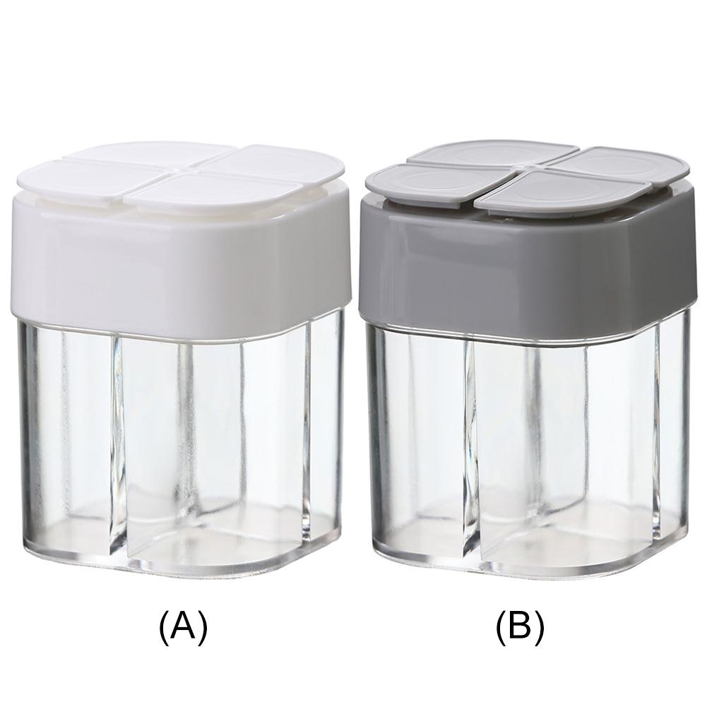 Saliera Speziaria 4 in 1 con 4 Scomparti, Barattolo Spezie Ribaltabile con Coperchio, Saliera e Pepiera da Viaggio, Picnic, Cucina