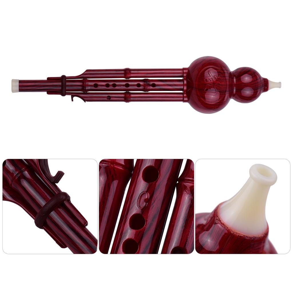 2 Tone C Key Hulusi Gourd Cucurbit Flute Resin Pipes Chinese Traditional Instrument with Chinese Knot Carry Case for
