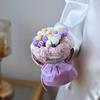 Handmade Knitted Finished Rose Flowers Bouquet Room Decoration Colorful Mini Finished Crochet Bouquet Birthday Valentine's Gift