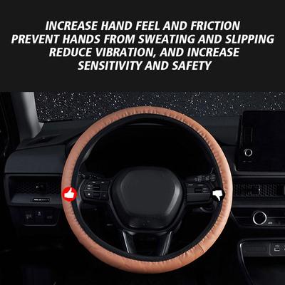 Car Steering Wheel Cover Skidproof Auto Steering- Wheel Embossing Accessories Anti-Slip Car Cover Leather T9J3