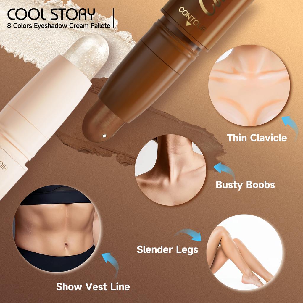 Double-head Highlight Shadow Stick Face Bronzer Contouring Pen Foundation Cream Concealer Makeup Base Beauty Women's Cosmetics