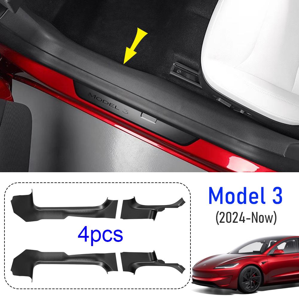 For Tesla Model Y Juniper Model 3 2026 2026 Door Sill Protective Pad Cover Guards Threshold Strip Car Anti Kick Pads Accessories