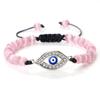 Devil's Eye Round Bead Bracelet with Plated Alloy Woven Cord