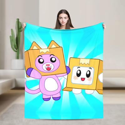 Couverture d'avion Foxy Boxy et Rocky Lankybox Super Chaude, Couverture de Voyage en Peluche, Couvre-lit en Flanelle, Housse de Lit