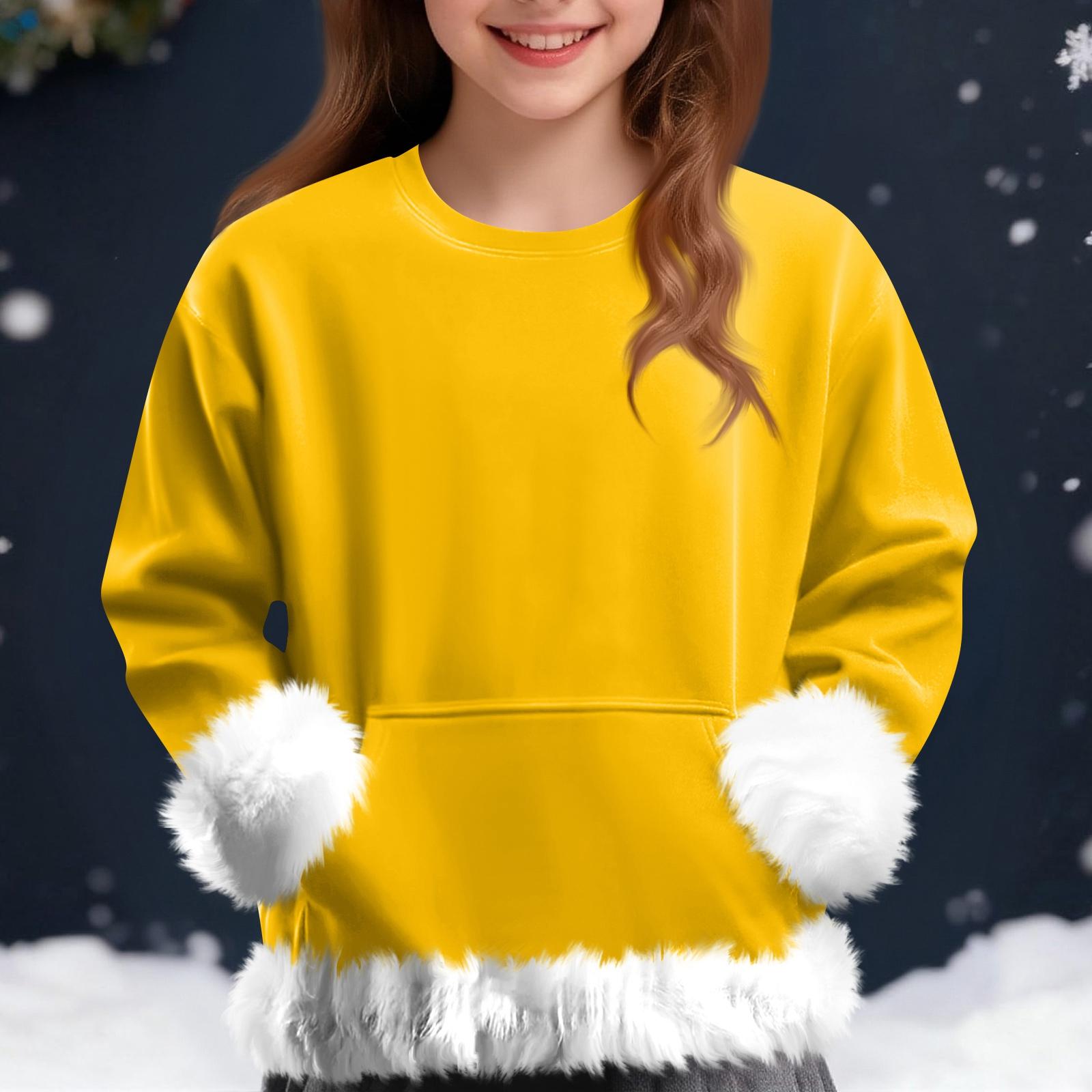 

Children s Sweatshirt Girls Boys Long Sleeve Lightweight Casual Round Neck Loose Comfortable Sweatshirt 160 жёлтый