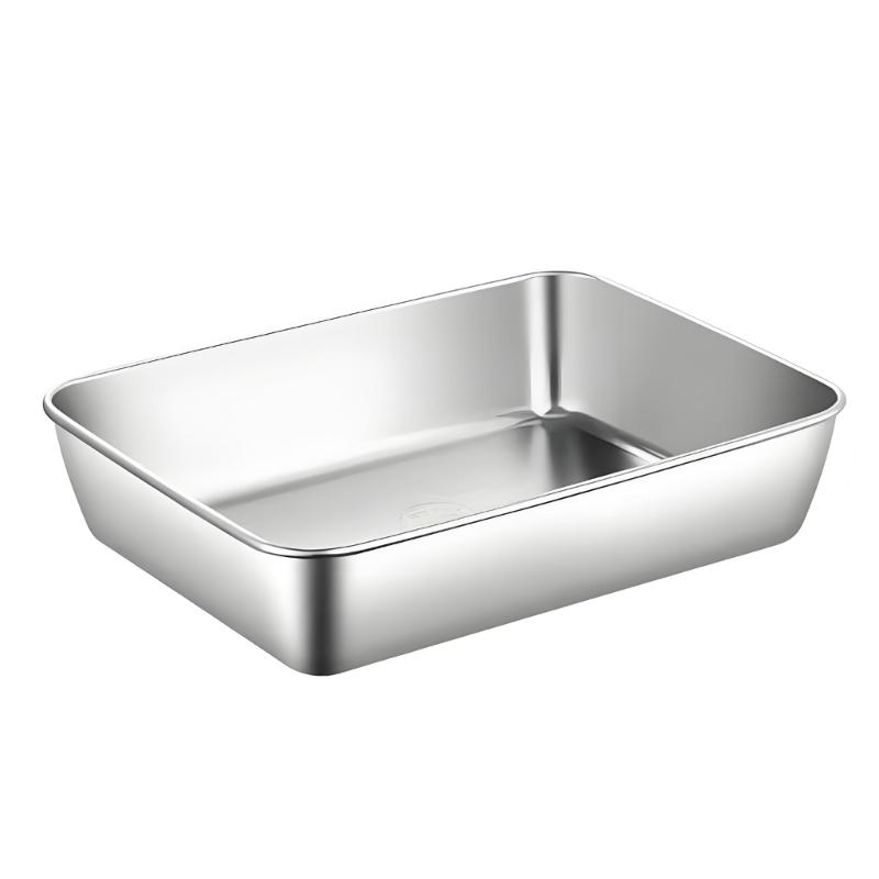 Reusable Stainless Steel Food Tray Smooth Rectangular Kitchen Container for Prep Storage Serving and Dining Use