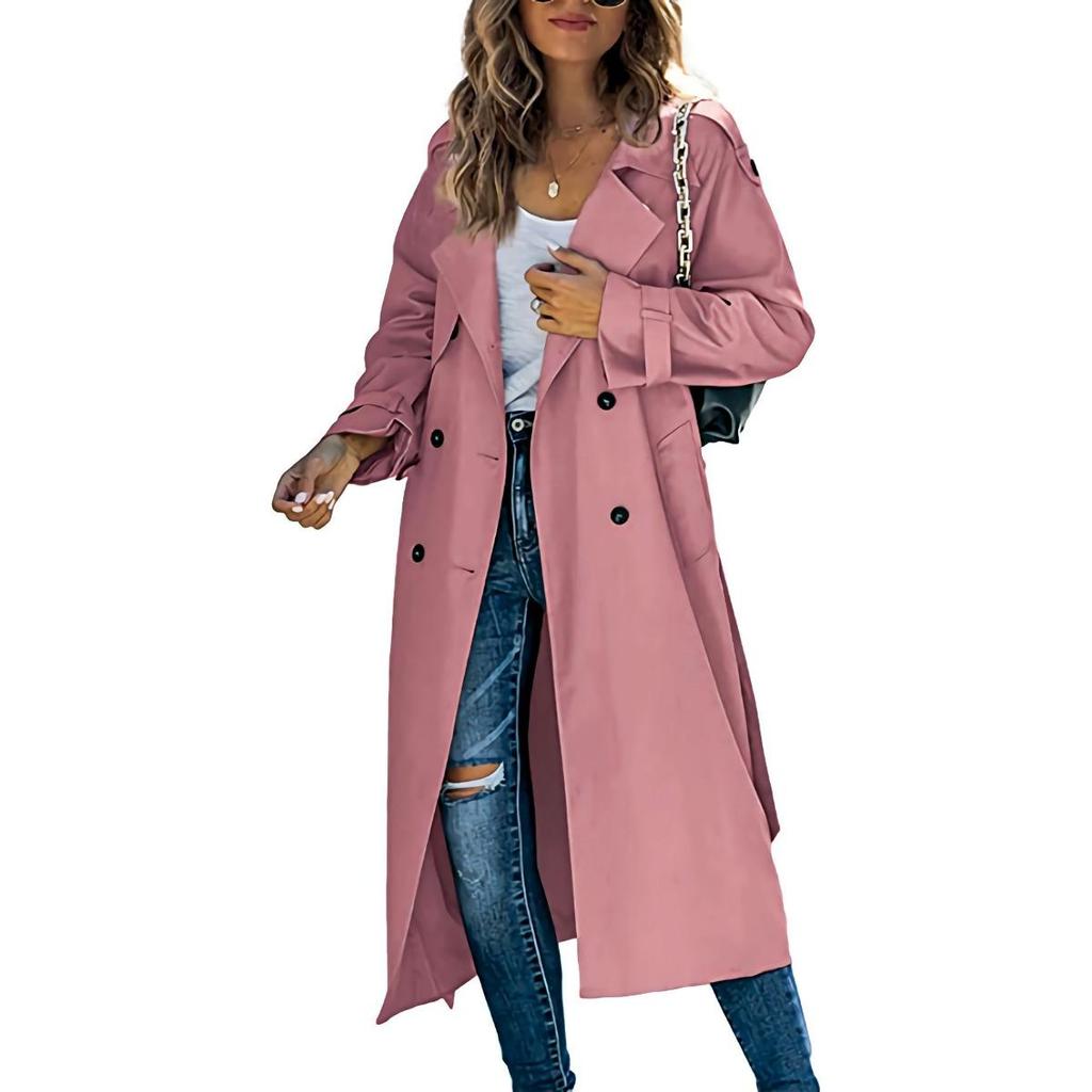 Damen Mittellanger Trenchcoat Frühling und Herbst Koreanischer Stil Große Größen Trendiger Britischer Stil Übermantel Knielanger Mantel