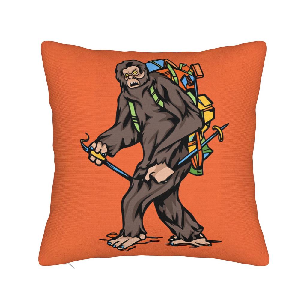Bigfoot Hiking Illustration Printed Pillow Case Square Pillow Cover For Sofa Car Home Decor Vintage Pillowcases
