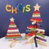 Rotatable Christmas Tree Figurine Wooden Christmas Tree Block  Shopping Mall