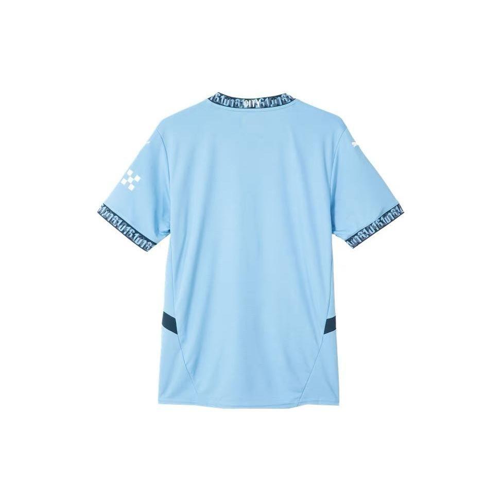 Puma Badge Print Letter Round Neck Quick-Dry Short Sleeve Soccer Jersey Manchester City Home Fan Edition Men Tops Light-Blue 775075-01
