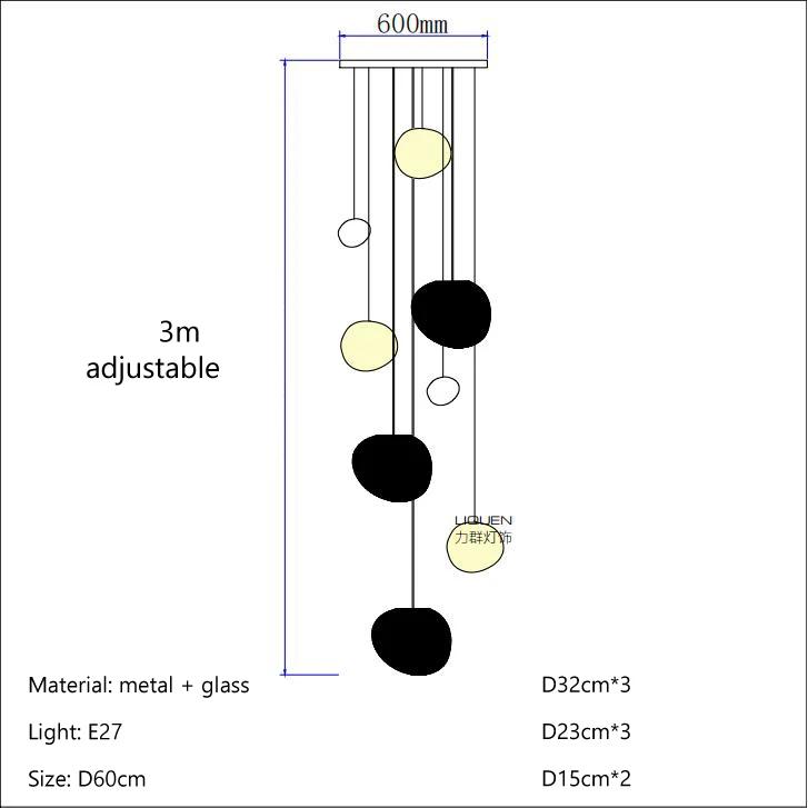 Nordic Minimalist Staircase Chandelier Bubble Glass Light Luxurious Living Room Family Kitchen Restaurant Celing Pendant Lamp