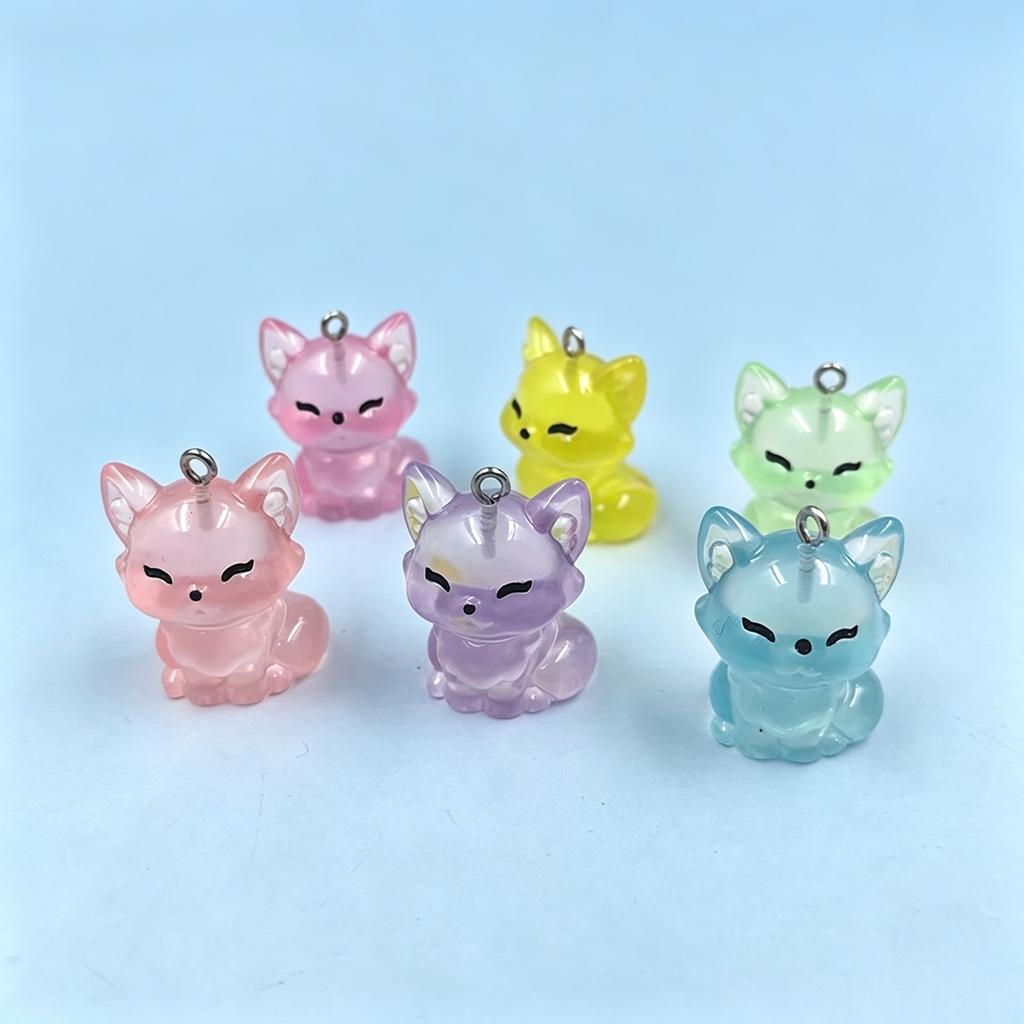 10Pcs Glow In The Dark Fox Charms, Resin Pendants for DIY Keychain Earrings Jewelry Making Findings