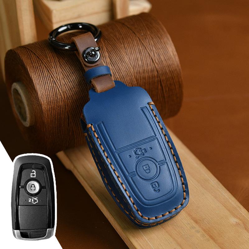 The First Layer of Cowhide Leather Handmade Key Cover Bag, Crazy Horse Leather Bag Is Suitable for Handmade Ford Cars.