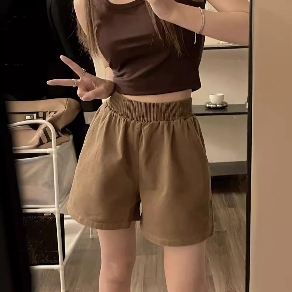 

Дизайн-чувственный Эластичная талия Черные Повседневные брюки Прямые брюки для женщин Летом Свободные и Приталенные А-силуэта Широкие брюки для бега XL