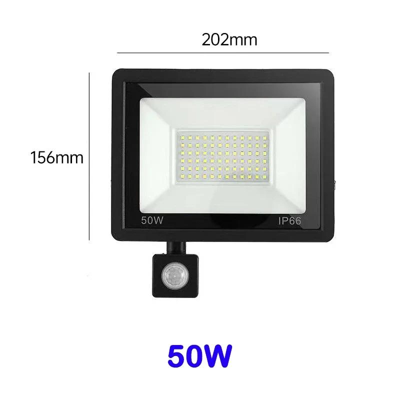 LED Floodlight 200W 150W 100W 50W 20W 10W PIR Motion Sensor IP66 Waterproof 220V Hanging Exterior Outdoor Wall Lamp Spotlights