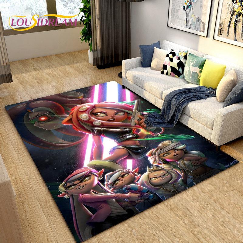 PC Splatoon, Game Gamer Cartoon Bereich Teppich, Teppich Teppich für Wohnzimmer Schlafzimmer Sofa Fußmatte Dekoration, Kinder spielen rutschfeste Bodenmatte