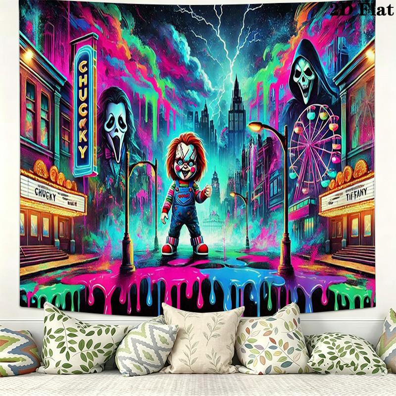 Chucky Wall Tapestry Aesthetic Wall Hanging Printed Fabric Blanket Decorative Tapestries for Bedroom Living Room Home Decor