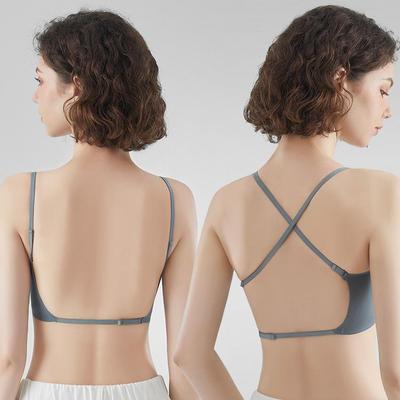 Women's Japanese-Style Seamless Ice Silk Camisole with Chest Pads - U-Shaped Backless Design