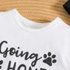 3pcs Infant Baby Funny Slogan Print Cotton Bodysuit + Hat + Paw Pattern Pants Clothing Set