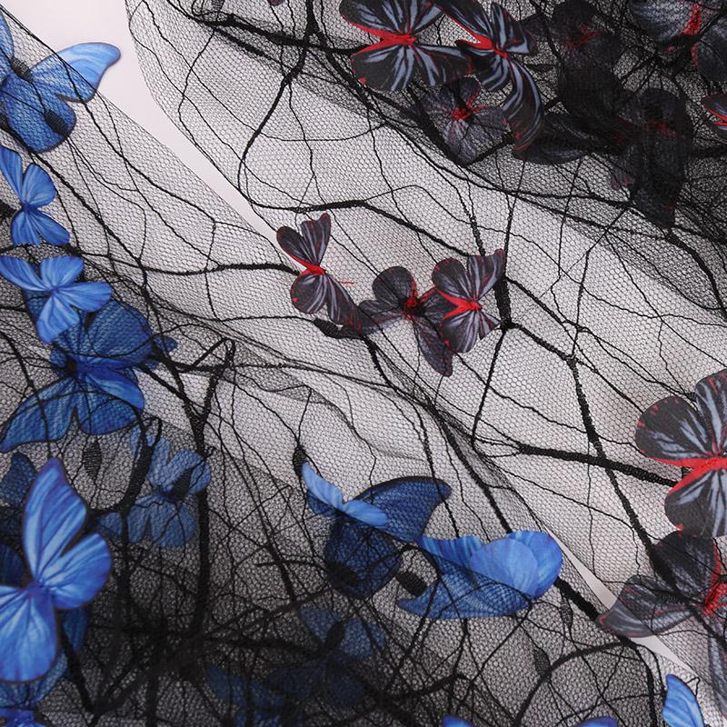 50*130cm 3D Vivid Butterfly Lace Mesh Fabric Exquisite Sheer Embroidery Soft Tulle Yarn For DIY Sewing Wedding Dress Cloth Craft