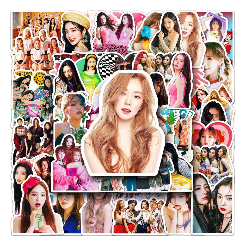 50 Red Velvet Graffiti Stickers: Korean Star Group DIY Journal & Luggage Decoration