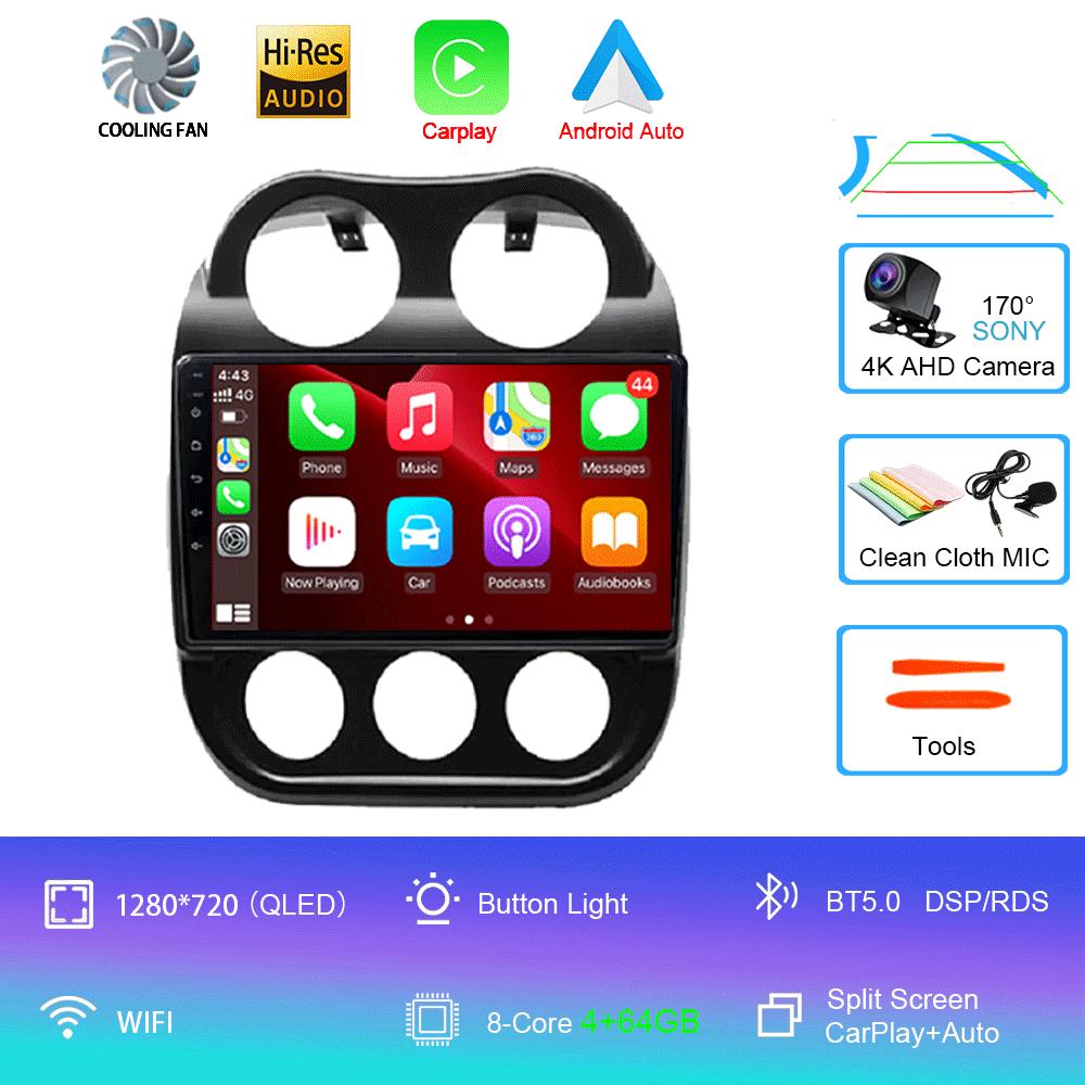 Android14 Video Player Car Radio For Jeep Compass Patriot 2010 - 2016 Autoradio Stereo 2 Din GPS Navigation Carplay DSP OBD CD