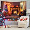 Vintage Christmas Fireplace Tapestry: Holiday Tree Photo Background Hanging Cloth
